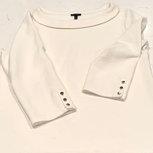 Talbots Cream Sabrina Portrait Collar Top - Picture 9 of 11
